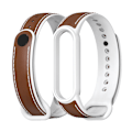 Miniatyrbillede 1 af 2: Passer til Xiaomi Mi Band 5/6 Læder Rem Udskiftning Brown And White