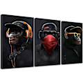 Miniatyrbild 1 av 4: Wise Monkeys Canvas Print Canvastavlor för vardagsrum Modern heminredning 30x50cm 3 stycken