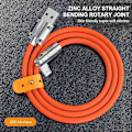 Miniatyrbild 1 av 5: 120cm USB C-kabel Roterande armbåge zinklegering till typ C snabbladdarkabel för Samsung för Huawei snabbladdare 120w 6a USB sladd Orange For iPhone