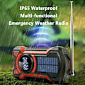 Pikkukuva 3 / 5: Aurinkoradio, hätäveivattava 5000 mAh, AM/FM/NOAA-säävaroitukset - Punainen