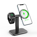 Pikkukuva 1 / 5: 2 in 1 Metalliteline Iwatch-puhelimelle 12/pro/pro Max/mini Langaton laturi Black