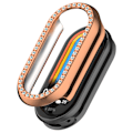 Miniatyrbilde 1 av 5: For Xiaomi Smart Band 8 Rhinestones Decor Watch Frame PC Hollow Protective Case Electroplating Rose Gold