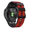 Miniatyrbillede 1 af 5: Til Garmin Descent G1/Fenix 7/Fenix 6 Pro/Fenix 5 Plus Dual Color Silikonurrem Smart Watch Rem 22mm Red Black
