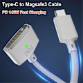 Miniatyrbillede 1 af 5: PD 140W 3 Magnetisk Hurtigoplader Kabel Zinklegering Konverterledning til /Pro A2442/2485/2681, Hvid