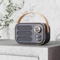 Miniatyrbild 2 av 2: Multifunktionell mini portabel FM-radio Bluetooth -högtalare USB Tf Aux inomhus utomhus retrodesign trådlös högtalare Gray