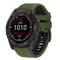 Miniatyrbild 2 av 5: Tvåfärgat ersättningsarmband i silikon till Garmin Fenix 7 Pro / Fenix 7 Army Green Black