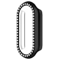 Miniatyrbild 3 av 5: För Xiaomi Smart Band 8 Rhinestones Decor Watch Frame PC Hollow Protective Case Electroplating Black