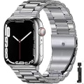 Miniatyrbillede 1 af 5: Metalrem til Apple Watch Ultra 49mm 8 7 45mm 41mm Rustfrit stål Smart Watch Armbånd til Iwatch 6 5 4 3 Se 44mm 42mm 40mm For iwatch 8 41mm Silver and tool