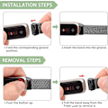 Miniatyrbild 4 av 4: Rostfritt stål Mesh Loop Justerbar Armband Bytesrem För Fitbit Luxe/luxe Special Edition Fitness Tracker Dam Herr Black
