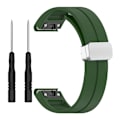 Miniatyrbillede 1 af 5: Silikone 26mm folde spænde urrem til Garmin Fenix 7x/7x Solar/tactix 7 Pro Army Green