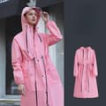 Dammode lång regnjacka vattentät poncho med huva M 150-160cM pink