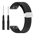 Miniatyrbillede 1 af 5: Silikone 26mm folde spænde urrem til Garmin Fenix 7x/7x Solar/tactix 7 Pro Black