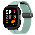 Miniatyrbillede 1 af 3: Sort magnetisk spænde silikone urrem til Xiaomi Redmi Watch 3 urrem med urkasse Mint Green