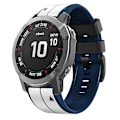 Miniatyrbillede 2 af 5: Til Garmin Descent G1/Fenix 7/Fenix 6 Pro/Fenix 5 Plus Dual Color Silikonurrem Smart Watch Band 22mm White Blue