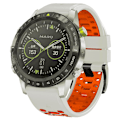 Miniatyrbillede 4 af 5: Til Garmin Fenix 7/ 7 Pro Silikonurrem 22mm Dual Color Band med 3 rækker huller Mist Grey Orange
