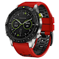 Miniatyrbillede 4 af 5: For Garmin Fenix 7/ 7 Pro Silikone Rem til Ur 22mm Dual Farve Rem med 3 Rækker Huller Red Black