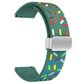 Pikkukuva 1 / 4: Kuvioitu silikoniranneke Samsung Galaxy Watch6 / Watch6 Classic / Watch 5 Pro / Watch4 Classic -kellolle, 20 mm:n ranneke Green Rainbow