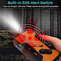 Miniatyrbilde 3 av 5: Nødradio med solcellepanel, 2000mAh, håndsveiv, FM-radio og LED-lys (grønn)