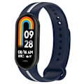 Miniatyrbilde 5 av 5: Myk silikon klokkestropp for Xiaomi Smart Band 8 tofarget justerbar håndleddsstropp med spenne Blue  White