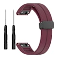 Miniatyrbillede 1 af 5: Sort spænde 22mm silikone urrem til Garmin Fenix 7/forerunner 965/955/945/935 Wine Red
