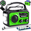 Pikkukuva 1 / 5: 16000Mah Käsikammen Solar Am/Fm/Wb Sääradio Led-taskulampulla (Vihreä)