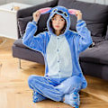 Pikkukuva 3 / 4: Stitch Aikuisten Eläin Onesie Talvi Naisten Pyjamat Onesie Miesten Paripuvut Cosplay Flanelli Piirretty Pyjamat Kotiasu - Sininen Stitch 6T Height100*110CM