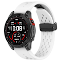 Miniatyrbilde 2 av 5: 26mm pustende klokkestropp for Garmin Tactix 7 Pro/fenix 7x/fenix 7x, Solar silikonklokkestropp med foldespenne White