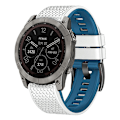 Miniatyrbillede 4 af 5: Dot Texture Silikone Rem Til Garmin Tactix 7 Pro / Fenix 7x / 6x Pro / 5x Plus, 26mm Dual-farvet Rem White Blue