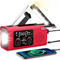 Pikkukuva 1 / 5: AM/FM/NOAA Aurinkovoimalla Toimiva Käsikammen Sääradio 2000mAh Valolla ja SOS-Hälytyksellä (punainen)