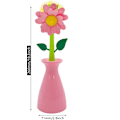 Miniatyrbild 3 av 5: Långt skaft diskborste, blomma diskborste Nylon disk skurborste med stativ köksdiskborste pink