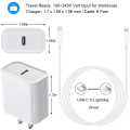 Miniatyrbild 3 av 5: 20W PD-adapter med 6FT Type-C till Lightning-kabel kompatibel med iPhone 13 12 Pro Max Mini 11 Xs XR X 8 Plus och mer UK