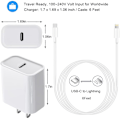 Miniatyrbillede 3 af 5: 20W PD-adapter med 6FT Type-C til Lightning-kabel Kompatibel med iPhone 13 12 Pro Max Mini 11 Xs XR X 8 Plus og mere UK