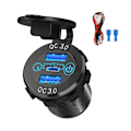 Pikkukuva 1 / 5: Dc12-24v Auton Nopea Latausliitäntä 18w Pd & Dual Qc3.0 Virtalähde Usb-liitäntä Blue LIghting