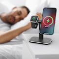 Miniatyrbilde 3 av 5: 2 i 1 metallstativ for Iwatch telefon 12/pro/pro Max/mini trådløs lader White