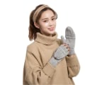 Miniatyrbilde 2 av 5: Kvinner Varme Hansker Høst Vinter Knitting Hemp Flower Flip Fingerless Mitten Beige
