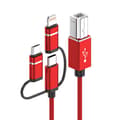 Miniatyrbillede 1 af 2: Adaptere 3-i-1 8-ben, Type-C, Micro USB til USB-B MIDI 3-i-1 Instrument/Printerkabel (Rød)