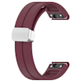 Miniatyrbillede 4 af 5: Silikone 26mm folde spænde urrem til Garmin Fenix 7x/7x Solar/tactix 7 Pro Wine Red