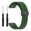 Miniatyrbilde 1 av 5: Silikonklokkearmbånd 26mm Folding Black Buckle Watchband For Garmin Fenix 7x/7x Solar/tactix 7 Pro Army Green