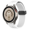 Miniatyrbillede 3 af 5: 20mm Magnetisk Silikonerem til Samsung Galaxy Watch 6/6 Classic/5/4/huawei Watch Gt 3 42mm, Urrem Sort Spænde White