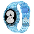 Miniatyrbilde 2 av 5: Silikonklokkebånd erstatningsstropp for Samsung Galaxy Watch4 44mm, med integrert klokkeetui Transparent Blue