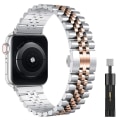 Miniatyrbild 1 av 5: Metallrem för Apple Watch 49 mm 40 mm 41 mm 42 mm 44 mm 45 mm Lyxarmband i rostfritt stål Tillbehör för Iwatch 8 7 6 5 4 3 2 Se 42mm 44mm 45mm 49mm Silver rose and tool