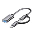 Miniatyrbild 1 av 4: Adaptrar 2-i-1 USB hona till Micro USB/TYPE-C OTG-kabel (grå)