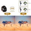 Miniatyrbillede 3 af 5: 3 i 1 Telefonlinse Kit, 235° Fisheye Linse 25X Makrolinse 0,62X Vidvinkel Linse Til Smartphone