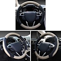 Miniatyrbillede 2 af 4: Sort Og Beige Microfiber Læder Auto Bilrat Cover Universal 15 Tommer