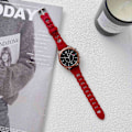 Miniatyrbillede 3 af 3: Til Garmin Venu 2 Plus/Samsung Galaxy Watch4 Watch Band 20mm Circle Design Udskiftningsrem Wine red, Wine Red F Samsung Galaxy Watch A