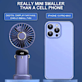 Miniatyrbillede 3 af 5: Ventilator - Mini Håndholdt Foldbar, 5 Vindhastigheder Med Mobiltelefonholder Og Display, 1800Mah (Violet)