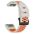 Miniatyrbild 2 av 5: För Garmin Fenix 7X/ 7X Pro/ 6X Quickfit 26mm klockarmband Trefärgshål Tvåfärgad silikonrem Mist Grey Orange