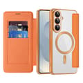 Etui til Samsung Galaxy S26 Plus, magnetisk etui med RFID-blokkerende kortholder (oransje)