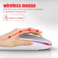 Miniatyrbillede 4 af 5: Genopladelig Bluetooth Trådløs Mus Med 2.4Ghz Usb Rgb 1600Dpi Mus (Metalgrå)