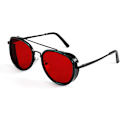 Pikkukuva 1 / 4: Retro Steam Punk Aurinkolasit Pyöreät Steampunk Double Bridge Aviator Silmälasit Naisille Miesten B2822 Red Lens